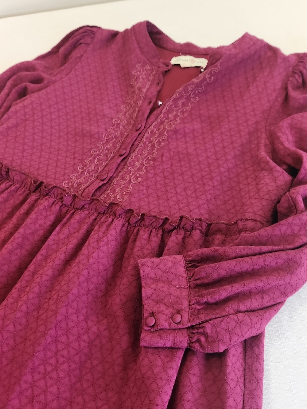 Penelope Rose Plum Ruffeled Prairie Dress. Size Jrs. XL - Picture 7 of 10